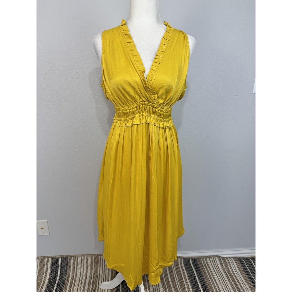 Maeve Anthropologie La Habana Dress Women's Small Yellow Ruffle Midi Sundress - Picture 3 of 16